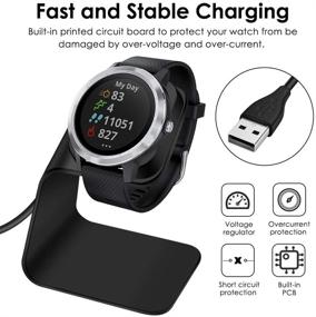 img 3 attached to 🔌 Зарядное устройство Garmin Vivoactive 3/4/4S - премиум док-станция из алюминия с USB-синхронизацией данных для смарт-часов Fenix 5, 5X, 6, 6X и Venu (черного цвета)