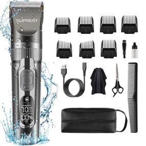 img 4 attached to 💇 SUPRENT Waterproof Hair Clippers for Men with 2000mAh Li-ion Battery, 5 Speeds Hair Trimmer, Titanium & Ceramic Blade - Complete Set for Hair Cutting