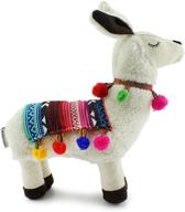 plush llama decorative pillow with blanket and pom-poms - decorae stuffed llama shaped décor logo