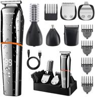pritech hair trimmers and beard trimmer, 6 in 1 kit - electric cordless nose trimmer for men's grooming: beard, head, face, and body - waterproof ipx7, usb rechargeable with led power display logo