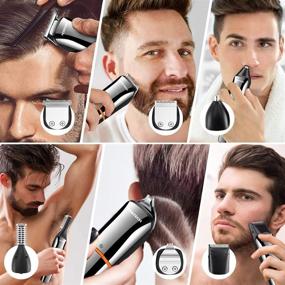 img 3 attached to Pritech Hair Trimmers and Beard Trimmer, 6 in 1 Kit - Electric Cordless Nose Trimmer for Men's Grooming: Beard, Head, Face, and Body - Waterproof IPX7, USB Rechargeable with LED Power Display