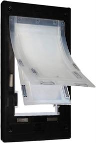 img 2 attached to 🐉 Dragon Pet Door for Hinged Doors: Double Flap, Locking Cover, Energy Efficient, Sturdy, Low Cost - Available in Black, White, or Cream Frame Colors