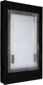 img 1 attached to 🐉 Dragon Pet Door for Hinged Doors: Double Flap, Locking Cover, Energy Efficient, Sturdy, Low Cost - Available in Black, White, or Cream Frame Colors