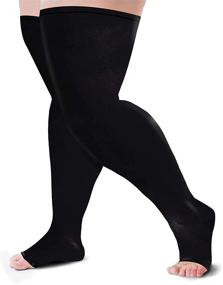 img 3 attached to BLU HORN Compression Stocking 20-30mmHg - Open Toe, Thigh High Stockings - Unisex Black Compression Socks for Improved Circulation (2XL)