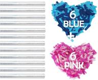 battife gender reveal confetti sticks - 6 pink + 6 blue tissue paper confetti flick flutter wands for baby shower - girl or boy party, 14-inch logo