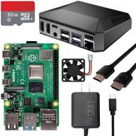 🔥 enhanced argon one raspberry pi 4 case & raspberry pi 4 4gb kit, premium aluminum heatsink with cooling fan - includes hdmi cable, power supply, noobs, and convenient power button logo