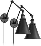 etl/cetl approved industrial wall light black paint finish plug in adjustable arms with on/off switch for bedroom wall sconce fixture metal plug-in wall lamp (2-lights): stylish and versatile lighting solution логотип