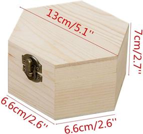 img 2 attached to Set of 2 Unfinished Wood Boxes - 5.1''x5.1''x2.7'' Hexagon Wooden Treasure Storage Box - Natural DIY Craft Stash Boxes with Hinged Lid and Front Clasp - Ideal for Crafts, Art, Hobbies, and Home Storage