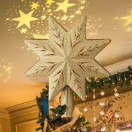 🌟 phitric christmas star tree topper with projector lights - lighted gold xmas tree star for festive tree decorations logo