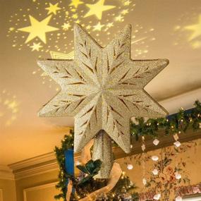 img 4 attached to 🌟 PHITRIC Christmas Star Tree Topper with Projector Lights - Lighted Gold Xmas Tree Star for Festive Tree Decorations