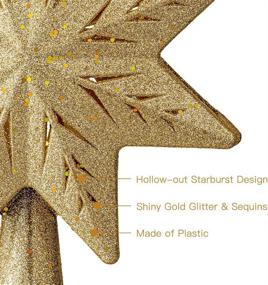 img 1 attached to 🌟 PHITRIC Christmas Star Tree Topper with Projector Lights - Lighted Gold Xmas Tree Star for Festive Tree Decorations