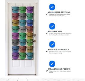 img 1 attached to 🧢 Tidy Zebra Hat Rack: 24 Pocket Over Door/Wall Mount Organizer for Baseball Cap Storage, Closet Organization, and Room Decor. Perfect Gift for Boys and Men, Includes Hooks!