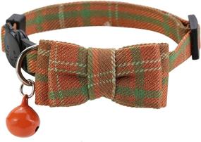 img 3 attached to 🐾 Stylish BoomBone Plaid Cat Collar Bowtie Breakaway with Bell – Perfect for Thanksgiving Celebration!