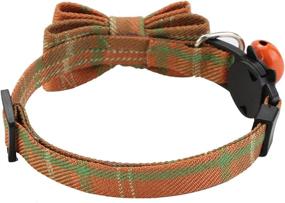 img 1 attached to 🐾 Stylish BoomBone Plaid Cat Collar Bowtie Breakaway with Bell – Perfect for Thanksgiving Celebration!