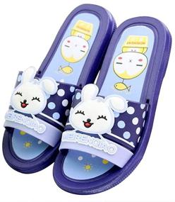 img 1 attached to 🩴 IUU Cute Kids Bath Slippers - Non-Slip EVA House Slippers & Beach Flip-Flops in Blue/Pink