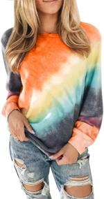 img 3 attached to 👚 Famulily Women's Tie Dye Sweatshirt: Stylish Long Sleeve Crewneck Pullover Shirts in Various Sizes (S-XXL)