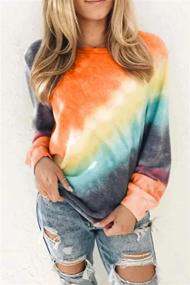 img 2 attached to 👚 Famulily Women's Tie Dye Sweatshirt: Stylish Long Sleeve Crewneck Pullover Shirts in Various Sizes (S-XXL)