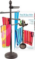 🏊 o2cool pool & spa valet: adjustable towel holder and poolside table with weighted base in brown logo