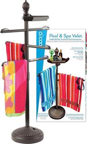 img 4 attached to 🏊 O2COOL Pool & Spa Valet: Adjustable Towel Holder and Poolside Table with Weighted Base in Brown