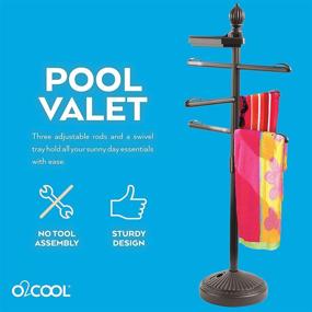 img 2 attached to 🏊 O2COOL Pool & Spa Valet: Adjustable Towel Holder and Poolside Table with Weighted Base in Brown