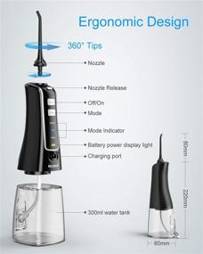 img 3 attached to 💦 Nicefeel 300ML Cordless Water Flosser Teeth Cleaner: Portable, USB Rechargeable Oral Irrigator for Travel & Home with 3 Modes & IPX7 Waterproofing - 4 Jet Tips for Braces & Teeth Whitening