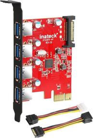 img 4 attached to 🔴 Inateck KT4001 PCI-e to USB 3.0 (4 Ports) Expansion Card with 15-Pin Power Connector - Red