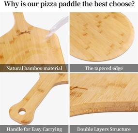 img 2 attached to 🍕 Bamboo Pizza Peel: Premium, Natural Serving Board for Homemade Pizza, Cutting and Serving - 19.6 x 11.8 Inch