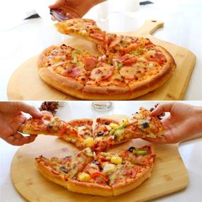 img 1 attached to 🍕 Bamboo Pizza Peel: Premium, Natural Serving Board for Homemade Pizza, Cutting and Serving - 19.6 x 11.8 Inch