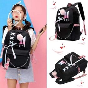 img 3 attached to AliKpop USB Backpack - Stylish Korean Casual Daypack with Jimin, Suga, Jin, Taehyung, V & Jungkook Design - Multi-functional Laptop Bag for College, Books & School