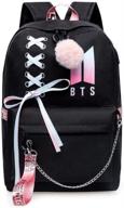 alikpop usb backpack - stylish korean casual daypack with jimin, suga, jin, taehyung, v & jungkook design - multi-functional laptop bag for college, books & school logo