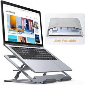 img 4 attached to Ultra-Thin Adjustable Laptop Stand: Lisen All Metal Portable Stand for MacBook Air/Pro, Yoga, Surface Pro, Dell, HP (10-17in)