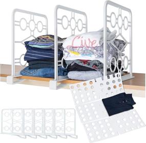 img 4 attached to 📦 EZICOZI Set of 6 Shelf Dividers with T Shirt Folder Board - White Closet Shelf Organizer