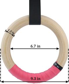 img 1 attached to 🤸 Sunnyglade Wood Gymnastics Rings - 2 Pcs with 16FT Adjustable Straps &amp; 4 Pcs Non-Slip Hand Tapes for Full Body Strength Training at Home/Gym