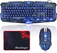 🎮 bluefinger gaming keyboard and mouse combo - wired usb backlit keyboard and mouse set with 3-color crack backlight, glow-in-the-dark letters, ideal for gaming and work логотип