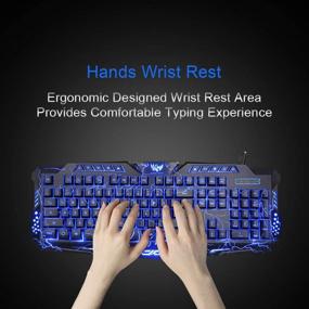 img 1 attached to 🎮 BlueFinger Gaming Keyboard and Mouse Combo - Wired USB Backlit Keyboard and Mouse Set with 3-Color Crack Backlight, Glow-in-the-Dark Letters, Ideal for Gaming and Work