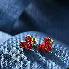 img 2 attached to 🎁 Deelan Fashion Mickey Mouse Red Crystal Stud Earrings: Perfect Festival Gift for Women and Girls