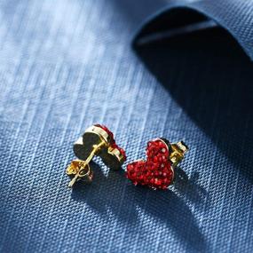 img 1 attached to 🎁 Deelan Fashion Mickey Mouse Red Crystal Stud Earrings: Perfect Festival Gift for Women and Girls