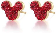 🎁 deelan fashion mickey mouse red crystal stud earrings: perfect festival gift for women and girls logo