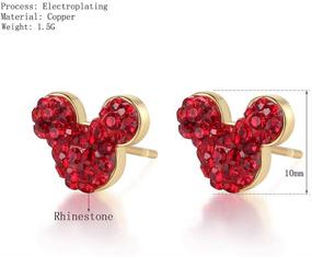 img 3 attached to 🎁 Deelan Fashion Mickey Mouse Red Crystal Stud Earrings: Perfect Festival Gift for Women and Girls