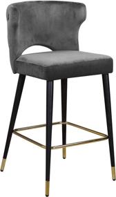 img 2 attached to 🪑 Meridian Furniture Kelly Collection: Stylish Velvet Upholstered Counter Height Stool with Gold-Tipped Metal Legs in Elegant Grey