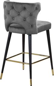 img 3 attached to 🪑 Meridian Furniture Kelly Collection: Stylish Velvet Upholstered Counter Height Stool with Gold-Tipped Metal Legs in Elegant Grey