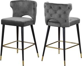 img 4 attached to 🪑 Meridian Furniture Kelly Collection: Stylish Velvet Upholstered Counter Height Stool with Gold-Tipped Metal Legs in Elegant Grey