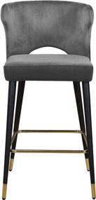 img 1 attached to 🪑 Meridian Furniture Kelly Collection: Stylish Velvet Upholstered Counter Height Stool with Gold-Tipped Metal Legs in Elegant Grey