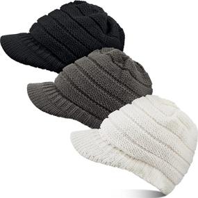 img 4 attached to 💁 SATINIOR Women's Winter Knit Hat with Visor - Brim Beanie Cap for Women, Slouchy & Warm Newsboy Skull Cap