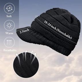 img 3 attached to 💁 SATINIOR Women's Winter Knit Hat with Visor - Brim Beanie Cap for Women, Slouchy & Warm Newsboy Skull Cap