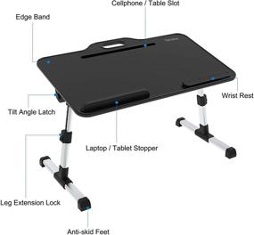 img 2 attached to 📚 Высота и угол регулируемого столика для ноутбука на кровати - идеально для сидения и стоя, портативный с ручкой - складной столик для ноутбука и письма на диване.