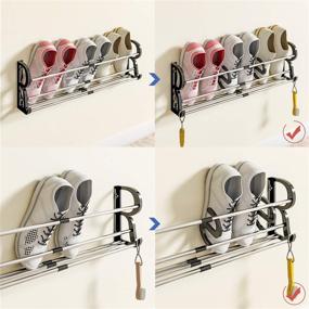 img 1 attached to 👟 DUSASA Over the Door Shoe Rack 2-Pack with Hooks & S-Shape Divider - Organize Your Closet, Entryway and More Without Drilling - Wall Hanging Door Shoe Rack Organizer