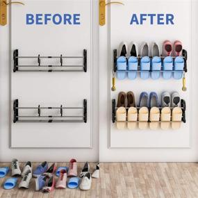 img 3 attached to 👟 DUSASA Over the Door Shoe Rack 2-Pack with Hooks & S-Shape Divider - Organize Your Closet, Entryway and More Without Drilling - Wall Hanging Door Shoe Rack Organizer