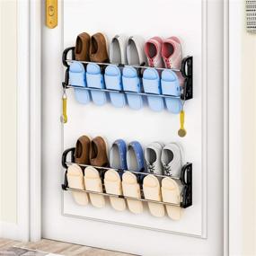 img 4 attached to 👟 DUSASA Over the Door Shoe Rack 2-Pack with Hooks & S-Shape Divider - Organize Your Closet, Entryway and More Without Drilling - Wall Hanging Door Shoe Rack Organizer