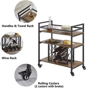 img 2 attached to 🍷 FOLUBAN Bar Cart: Stylish 3 Tier Kitchen Cart on Wheels with Wine Rack Storage, Oak Finish